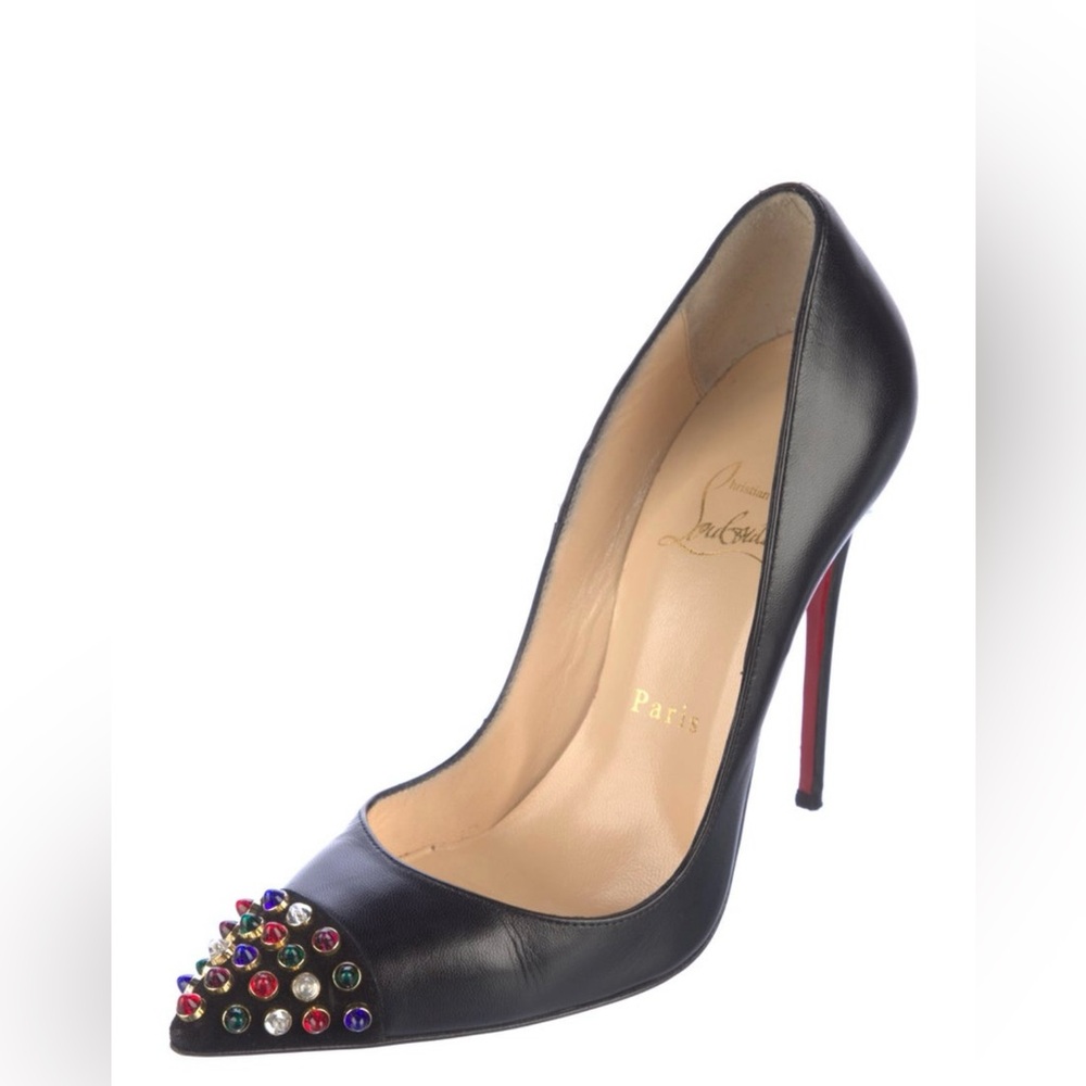 Christian Louboutin Black Stiletto Heels with Studded Toe
